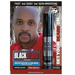 Blackbeard for Men - Temporary Brush On Colour 12ml (0.40oz) - Brown Black (Brown Black X1) 12 ml (Pack of 1) - blackbeard