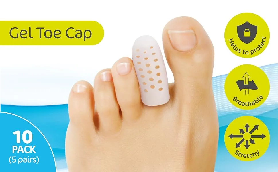 Protectoe Toe Protector Gel Toe Cap for 2nd & 3rd Toes - Pack of 10 - Gel Toe Cap