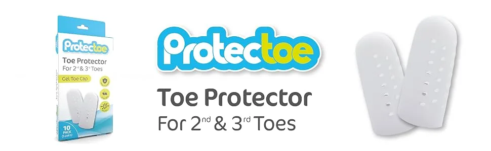 Protectoe Toe Protector Gel Toe Cap for 2nd & 3rd Toes - Pack of 10 - Protectoe