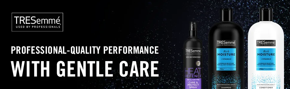 TRESemme Rich Moisture Shampoo Conditioner & Heat Defence Spray Care + Styling Regime Bundle 3 Piece 700 ml (Pack of 3) - Tresemme Care Bundle Header