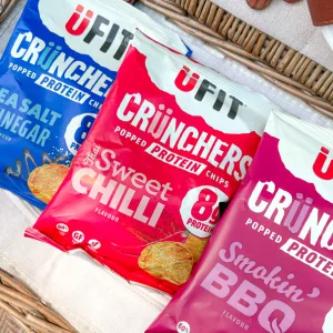 UFIT Crunchers Popped Chips High Protein Healthy Crisps - Smokin' BBQ Flavour (Box of 18 x 35g) - middle 3