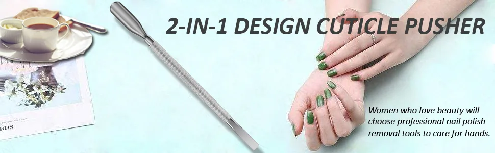 Alinana Stainless Steel Cuticle Pusher Tool - Nail Care Tool for Cuticle Removal - Dual-Ended with Non-Slip Grip Handle - Professional Grade Nail Tools Silver 1 Pack - Cuticle Pusher