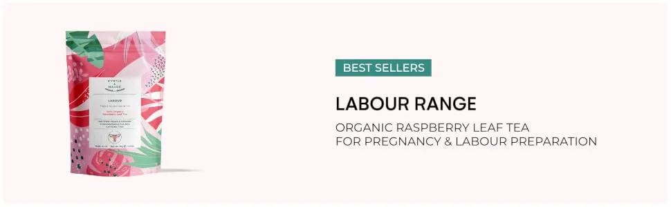 Myrtle & Maude - Labour Preparation Tea - 100% Organic Raspberry Leaf Tea - Caffeine Free - Certified Vegan (15 Tea Bags) 15 Count (Pack of 1) - Labour Range
