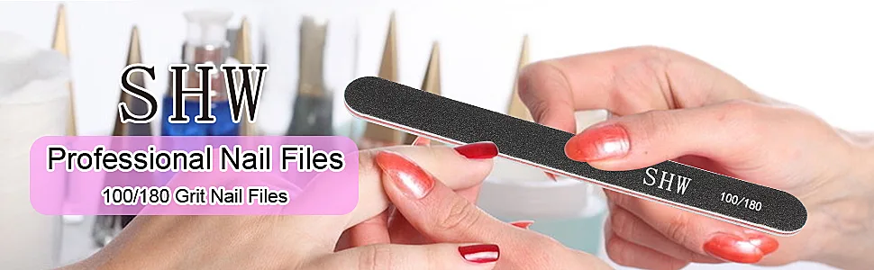 15 Pack Professional Nail File Set Double-Sided 100/180 Grit Emery Board Manicure Tools For Nail Grooming and Styling-Black - nail files