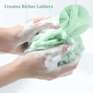 WUJUN Bath Sponge Shower Loofahs Balls 70g/PCS Soft Durable Extra Large Mesh Pouf Easy Foaming Body Scrubber Exfoliator for Big Full Lather Cleanse Solid Color(4 Pack) - product information 4