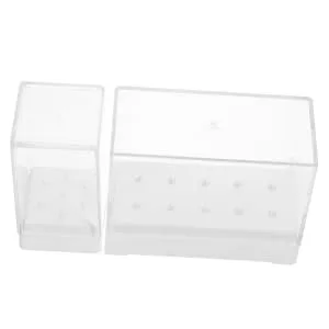 Mipcase 2 Pcs Nail Drill Bit Container Drill Bit Stand for Nails Nail Drill Bit Holder Drill Bits Cleaning Brush Case Drill Bits Display Case Nail Bits Manicure Tools Portable Plastic - product information 1