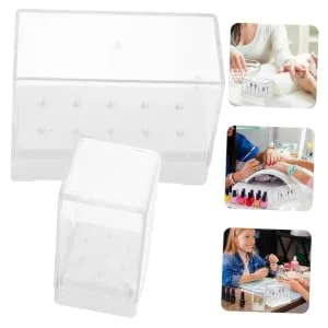 Mipcase 2 Pcs Nail Drill Bit Container Drill Bit Stand for Nails Nail Drill Bit Holder Drill Bits Cleaning Brush Case Drill Bits Display Case Nail Bits Manicure Tools Portable Plastic - product information 2