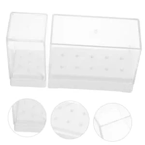 Mipcase 2 Pcs Nail Drill Bit Container Drill Bit Stand for Nails Nail Drill Bit Holder Drill Bits Cleaning Brush Case Drill Bits Display Case Nail Bits Manicure Tools Portable Plastic - product information 4