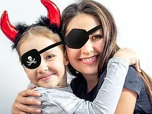 AMZVIO 2 PCS Eye Patches for Adults Adjustable Eye Patch Amblyopia Lazy Eye Patches for Left or Right Eyes After Surgery or Pirate Costume (Black) - eye patch kids