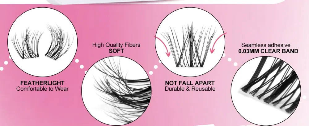Wispy Lash Clusters Kit Natural Lash Extensions Kit 140 Pcs Eyelash Extensions Kit with Mavphnee Bond and Seal and Eyelashes Tweezers Natural Ffluffy - Kit - features of lash clusters