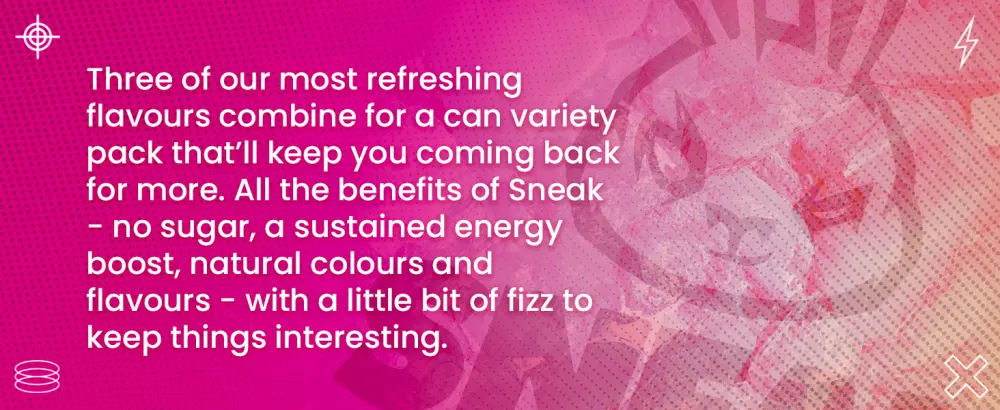 SNEAK | Cans Mixed Flavours with Blizzard Raspberry Lemonade & Tropikilla | Zero Sugar Low-Calorie Energy Drink for Sustained Concentration & Focus | 500ml x 12 - Cans Mixed