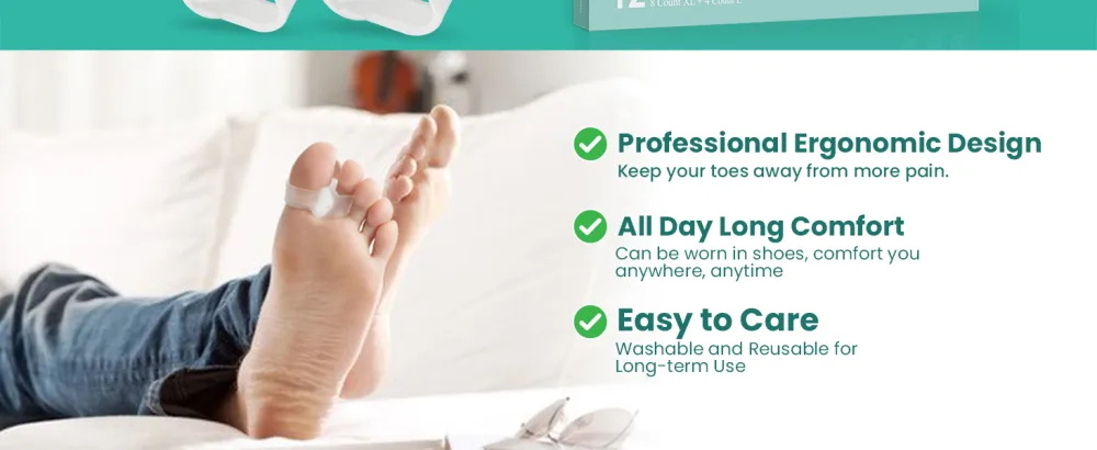 Welnove Pack of 12 Bunion Corrector - Gel Toe Separators with 2 Loops - Big Toe Spacer Suitable for Bunion and Overlapping Toe Multi Sizes - Gel Bunion Corrector