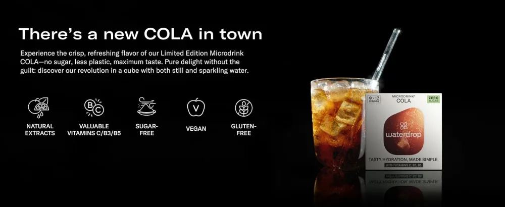 waterdrop Microdrink COLA Special Edition - Water Flavouring - Hydration Tablet - Natural Fruit Mix - Vitamin C - Sugar Free - Kola Nut - Green Coffee - 36 Drinks - waterdrop microdrink cola