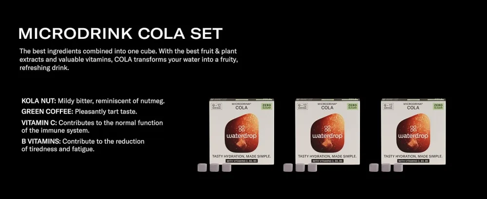 waterdrop Microdrink COLA Special Edition - Water Flavouring - Hydration Tablet - Natural Fruit Mix - Vitamin C - Sugar Free - Kola Nut - Green Coffee - 36 Drinks - waterdrop microdrink COLA