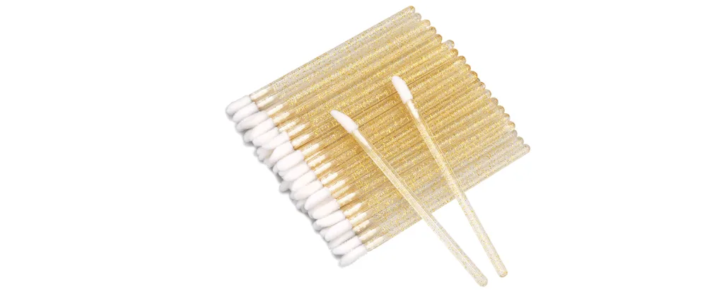 G2PLUS 300 PCS Disposable Lip Gloss Applicators - Crystal Black Lipstick Concealer Brushes - Lip Gloss Applicator Wands Perfect for Lips Eyes and Makeup Application 300PCS Crystal Black - Gold Disposable Lip Brushes