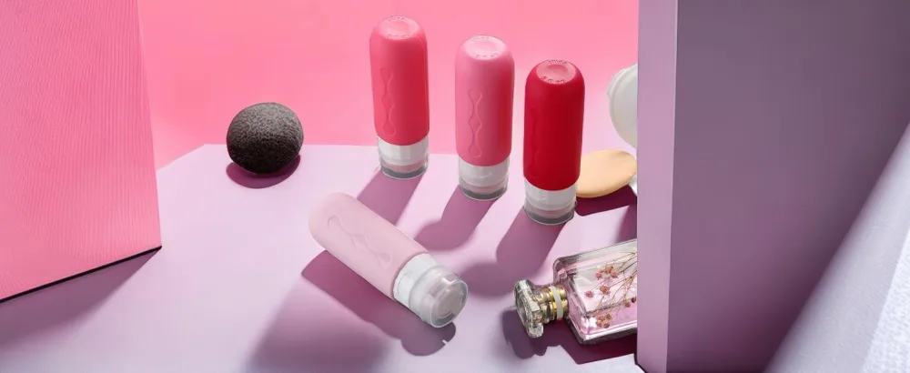 Gemice Portable Travel Bottle 4 Pack Silicone Travel Containers Set LeakProof Refillable Squeezable for Lotion Liquid Shampoos Soap and Toiletries (90ml) Red - product information 2