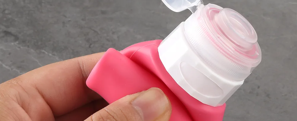 Gemice Portable Travel Bottle 4 Pack Silicone Travel Containers Set LeakProof Refillable Squeezable for Lotion Liquid Shampoos Soap and Toiletries (90ml) Red - product information 7