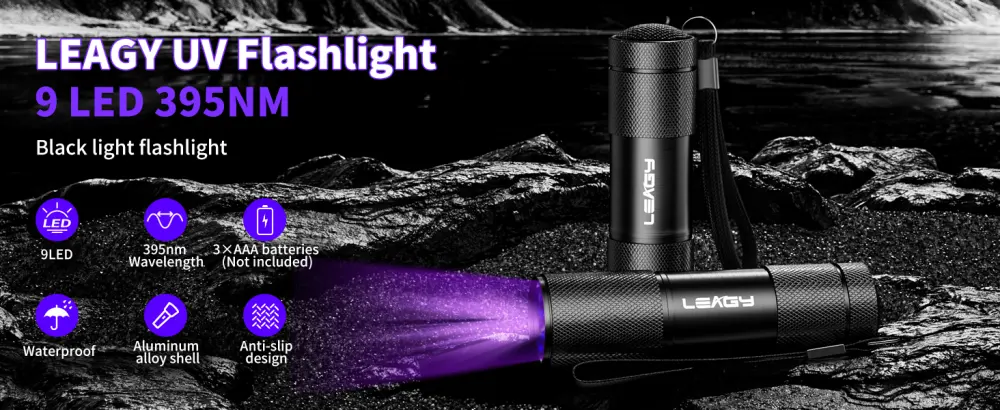LEAGY 6 Pack UV Ultra Violet Blacklight 9 LED Flashlight Torch Light Outdoors Etc Multicolored - UV TORCH