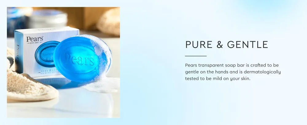 Pears Pure & Gentle Transparent Soap Bar with Mint Extracts 125g (12 Pack) 125 g (Pack of 12) - soak care refill remover carbolic exfoliating scrub charcoal vanilla s fragrance bathing cleansers