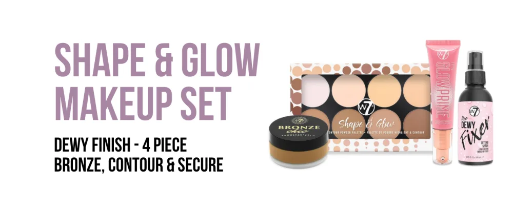 W7 The Fixer Glow Set - Dewy Finish - 4Pcs - Bronze Contour & Secure Bundle (Pack of 4) Dewy - product information 2