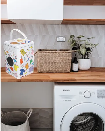Asixxsix Laundry Detergent Container Large Capacity Metal Laundry Detergent Powder Storage Box with Lid Handle Laundry Detergent Storage Container for Farmhouse Laundry Room Decor Space Saving - product information 8