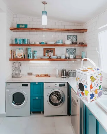 Asixxsix Laundry Detergent Container Large Capacity Metal Laundry Detergent Powder Storage Box with Lid Handle Laundry Detergent Storage Container for Farmhouse Laundry Room Decor Space Saving - product information 9