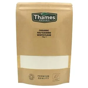 Organic Self Raising White Flour 1kg - Unbleached High Protein No Additives or Preservatives Suitable for Baking Cakes Bread and Pastries - Thames Organic - Self Raising White Flour