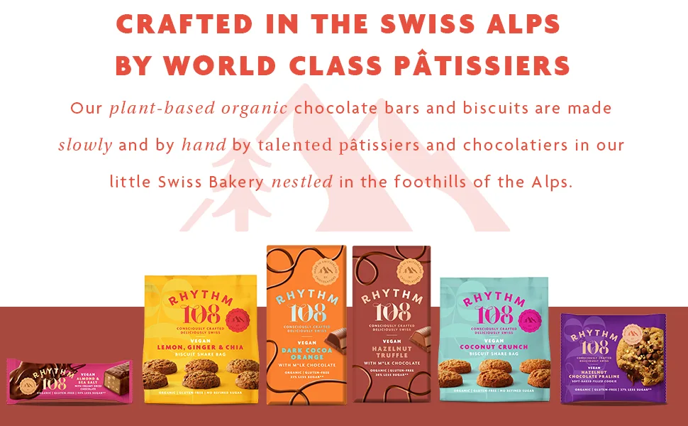 Rhythm 108 Swiss Vegan Chocolate Peanut Butter Soft-Baked Filled Cookie 12 x 50g - Chocolate