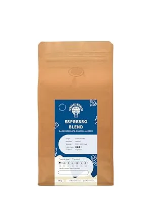 Coffee World | Espresso Blend UK Roasted Whole Coffee Beans - Perfect Brewing for Home Users or Small Caf - 250g Resealable Bag/Pouch - espresso blend 250g