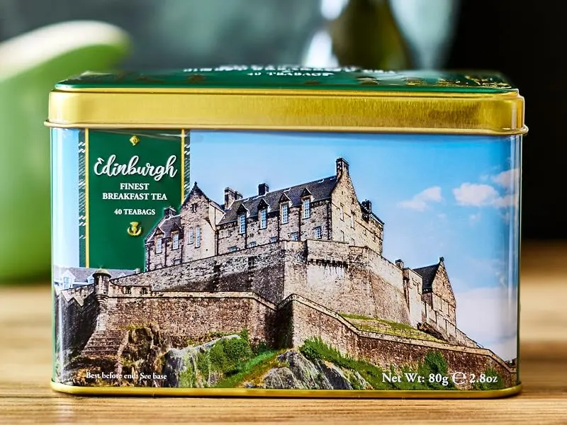 New English Teas Edinburgh Castle Tea Caddy with 40 English Breakfast Teabags - edinburgh castle gift
