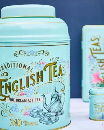 New English Teas Edinburgh Castle Tea Caddy with 40 English Breakfast Teabags - vintage victorian
