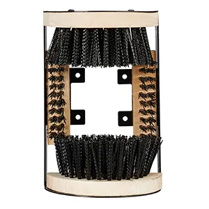 Relaxdays Scraper with Surrounding Outdoor Shoe Brush Robust Bristles Floor-Mount Black/Natural 40% Iron Wood 30% Plastic 1 Piece - mounting shoe scraper