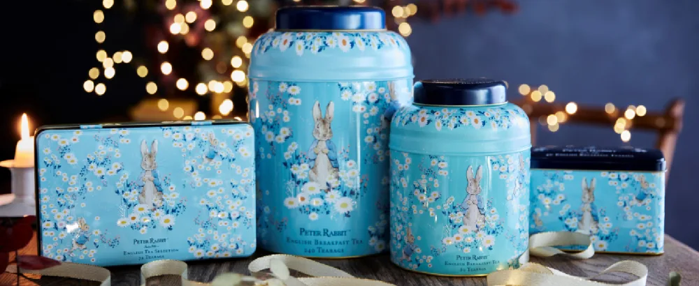 New English Teas Peter Rabbit Gift Tea Caddy with 100 English Tea Bag Selection - Beatrix Potter - peter rabbit gifts