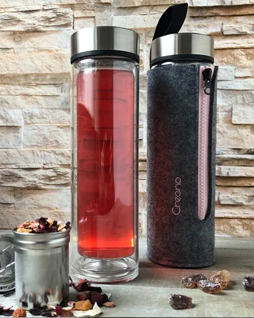 Creano Blooming Tea in Cupsize Flowering Tea Gift Set with 200 ml Glass Tea Cup and 8 Tea Flowers - Black Tea - Thermo-Teamaker