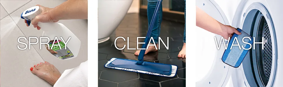 Bona Multi Surface Floor Cleaning Kit includes Mop Machine Washable Mop Pad and Bona Hard Surface Floor Cleaner Liquid 1 Litre - bona, hard surface, cleaning kit, floor cleaning kit, starter kit, stone, tile, laminate, lvt