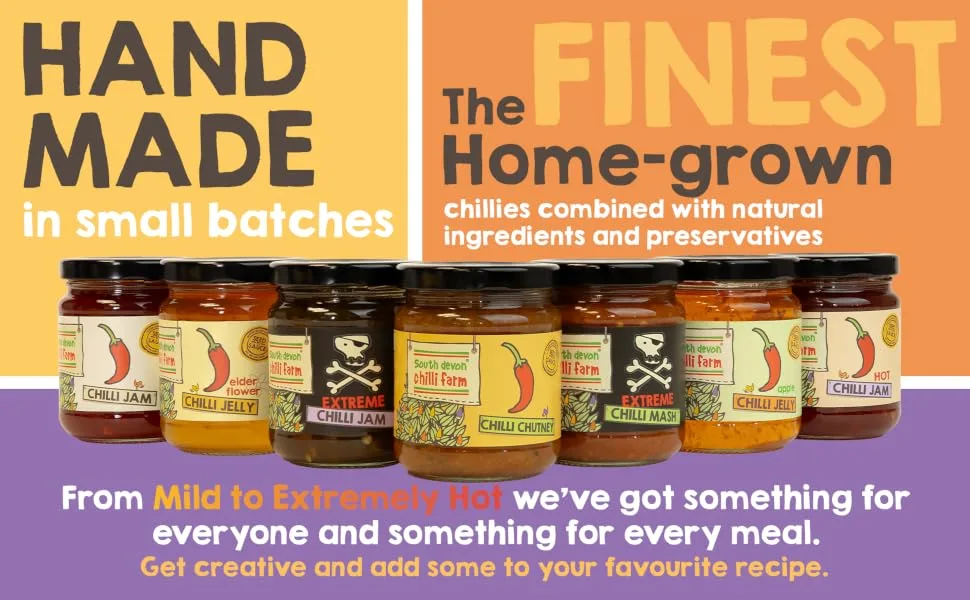 South Devon Chilli Farm | Fresh Chilli Jam Ideal Condiment for Cheese Meats Eggs & Seafood Gluten Free Vegan Friendly (Single) - set carolina reaper snacks california chutney selection scotch bonnet