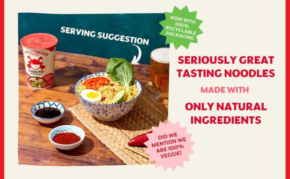 KABUTO CHILLI CHICKEN Ramen Noodles - chilli chicken serving suggestion