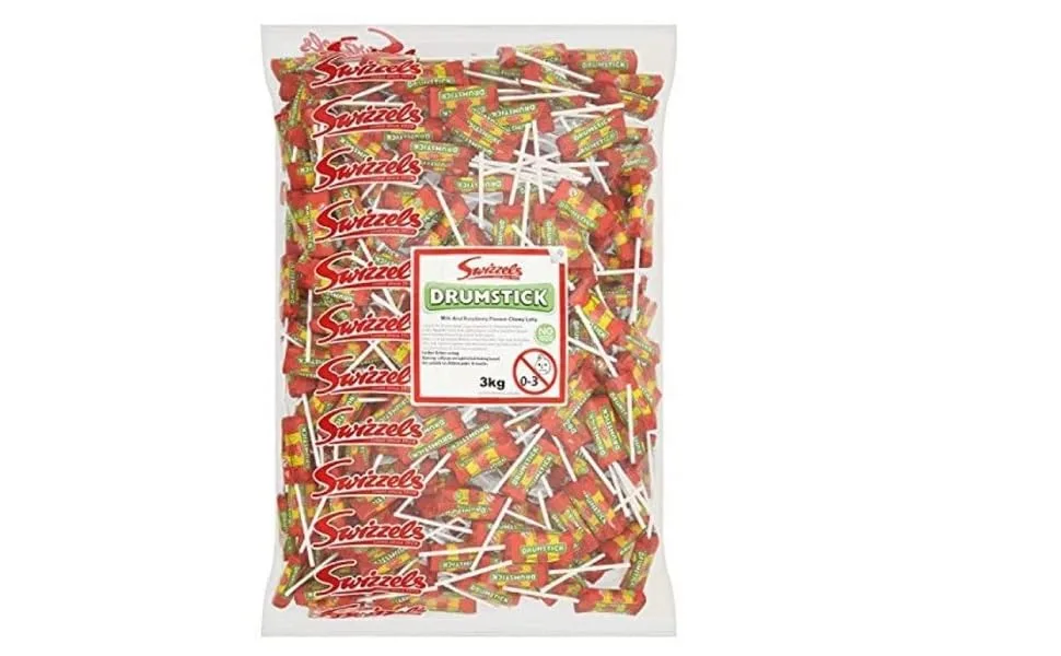 Swizzels Original Drumstick Lollies Milk & Raspberry Flavour Sweets - 3kg Bulk Bag Lollipops single - product information 1