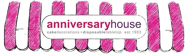 Neutral Rainbow Cake Topper - Anniversary House Full Logo on Striped Awning