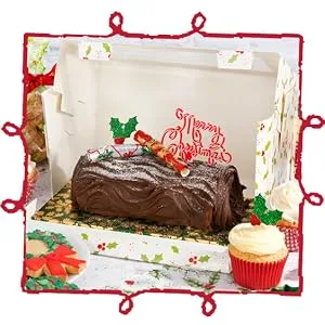 Nostalgic Script Motto Cake Topper Red - Merry Christmas Yule Log Cake Decorating Kit