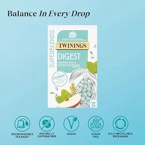Twinings Superblends Digest Spearmint Apple & Rooibios with Baobab 20 Tea Bags 35g - Digest bullet