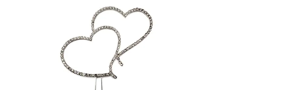 AKORD Wedding Birthday Cake Topper Decoration Crystal Silver 6.4 x 5.5 x 4.5 cm - akord