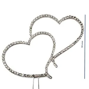AKORD Wedding Birthday Cake Topper Decoration Crystal Silver 6.4 x 5.5 x 4.5 cm - akord