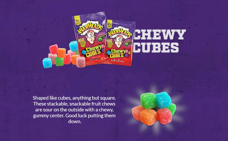 WarHeads Sour Chewy Cubes Assorted Flavours 113g - product information 2