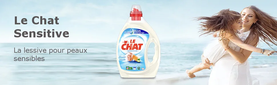 Le Chat Sensitive - 40 Washes (2L) - Hypoallergenic Liquid Laundry Detergent - Marseille Soap & Aloe Vera - product information 1