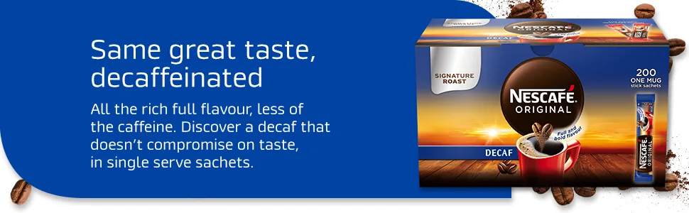 NESCAF Original Decaf Instant Coffee Sachets - 200 x 1.8g Sticks - Same great taste, decaffeinated