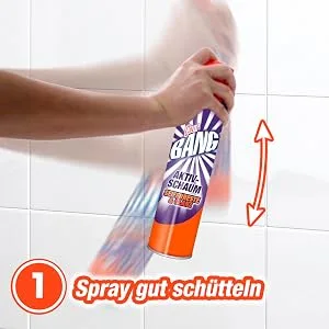 CILLIT BANG Active Foam Soap Scraps & Shine - Ultra Effective Foam Cleaner for Shower and Bathroom - Cleaning Without Wiping - 1 x 600 ml - Step 1: