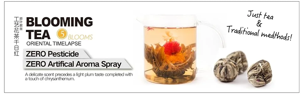 CAPACITEA Flowering Tea 5 Blooming Tea Balls 40g - Bright feature to enjoy while drinking your cuppa of flowering tea.