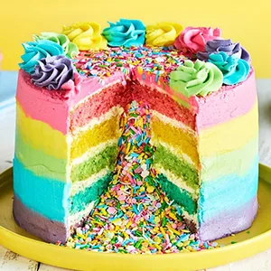 Dr. Oetker Liquid Glucose 140 G - rainbow layer cake fancy sprinkles LGBTQ pride bakes cake multi coloured rainbow jazzies