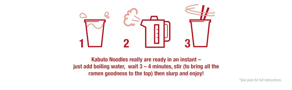Kabuto Noodles Chicken Ramen 6x85g - Instructions